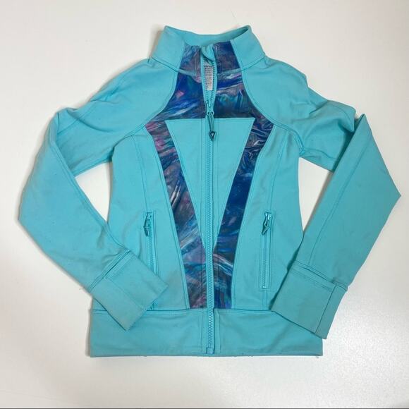 Ivivva Lululemon Perfect Your Practice Aqua Zip Up Jacket Long Sleeve 7 - Picture 1 of 10
